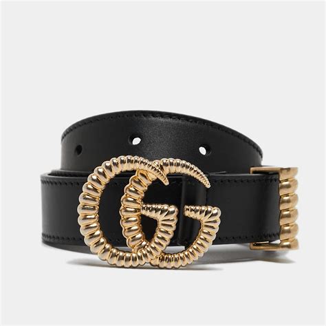 leather belt with torchon double g buckle